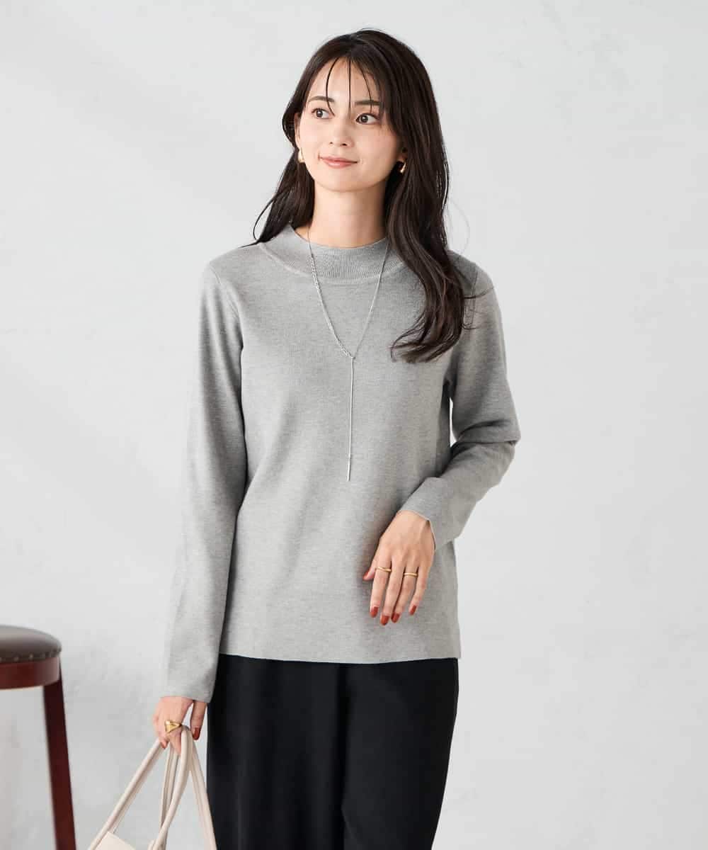 K2FAD40039 a.v.v(アー・ヴェ・ヴェ) 【洗える】プチハイネックニット グレー