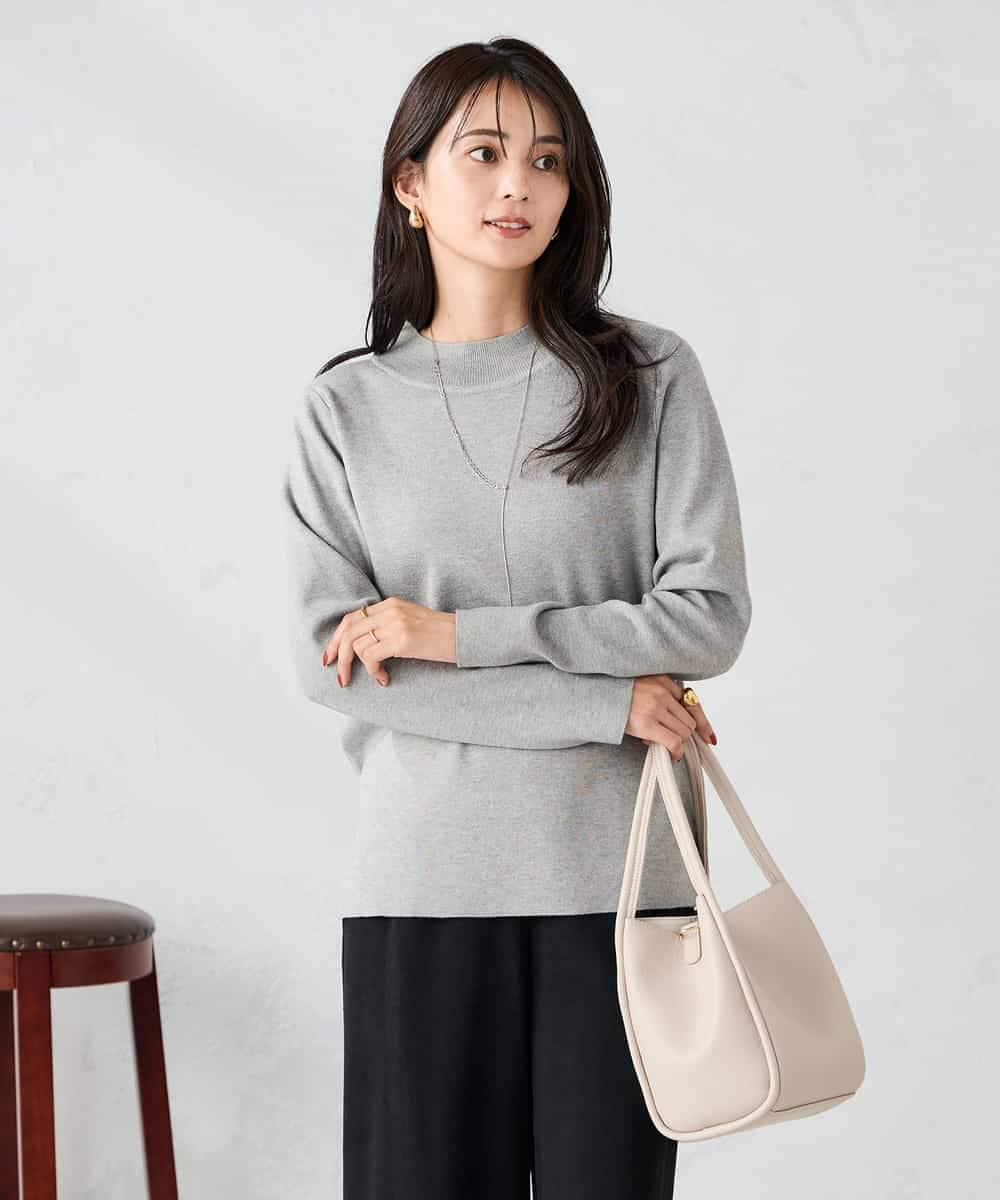 K2FAD40039 a.v.v(アー・ヴェ・ヴェ) 【洗える】プチハイネックニット グレー