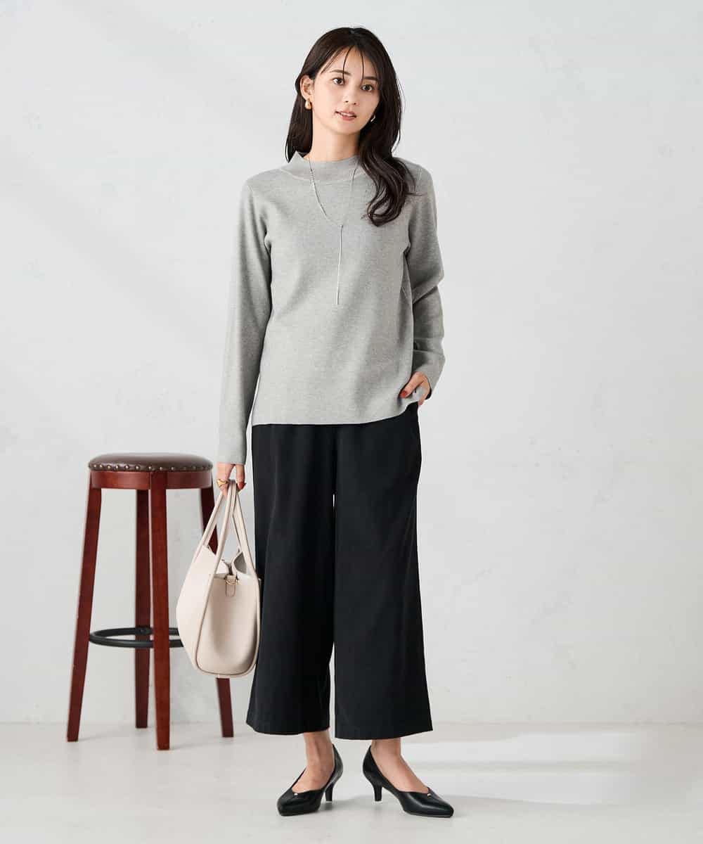 K2FAD40039 a.v.v(アー・ヴェ・ヴェ) 【洗える】プチハイネックニット グレー