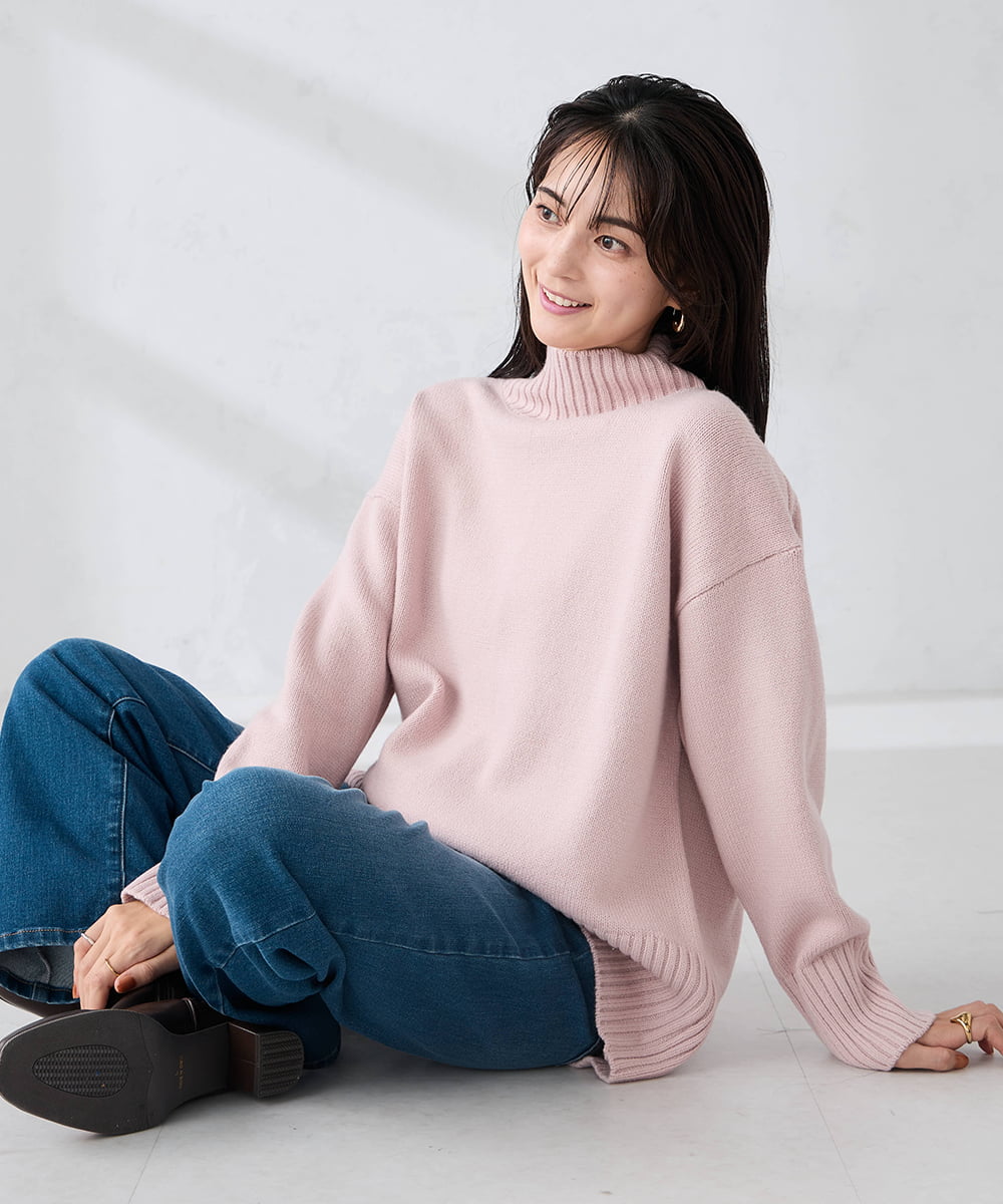 K2FAD46044 a.v.v(アー・ヴェ・ヴェ) 【洗える/静電気が起きにくい】バックスリットニット レッド