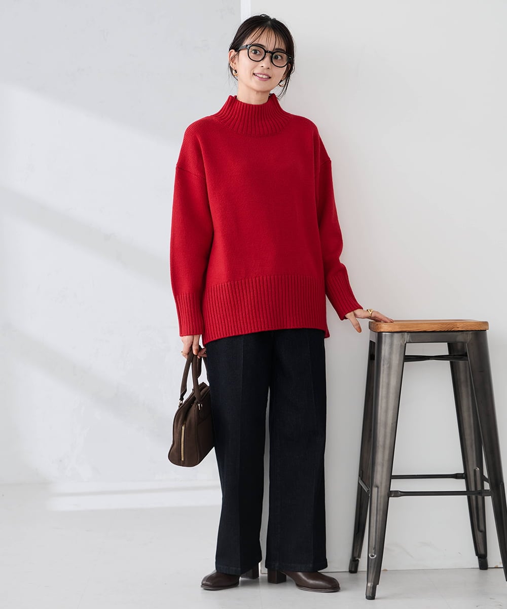 K2FAD46044 a.v.v(アー・ヴェ・ヴェ) 【洗える/静電気が起きにくい】バックスリットニット レッド