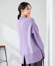 K2FAD46044 a.v.v(アー・ヴェ・ヴェ) 【洗える/静電気が起きにくい】バックスリットニット パープル