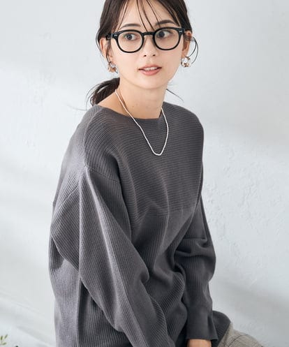 K2FAD50034 a.v.v 【洗える】切替ボートネックチュニックニット