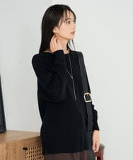 K2FAD50034 a.v.v(アー・ヴェ・ヴェ) 【洗える】切替ボートネックチュニックニット レッド