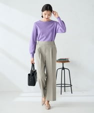 K2FAD69039 a.v.v(アー・ヴェ・ヴェ) 【洗える】ボートネック美ラクるパフスリーブニット マスタード