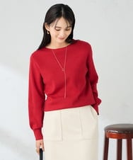 K2FAD69039 a.v.v(アー・ヴェ・ヴェ) 【洗える】ボートネック美ラクるパフスリーブニット マスタード