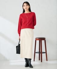 K2FAD69039 a.v.v(アー・ヴェ・ヴェ) 【洗える】ボートネック美ラクるパフスリーブニット マスタード