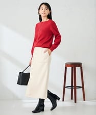 K2FAD69039 a.v.v(アー・ヴェ・ヴェ) 【洗える】ボートネック美ラクるパフスリーブニット マスタード