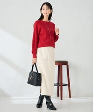 K2FAD69039 a.v.v(アー・ヴェ・ヴェ) 【洗える】ボートネック美ラクるパフスリーブニット マスタード