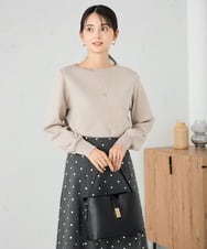 K2FAD69039 a.v.v(アー・ヴェ・ヴェ) 【洗える】ボートネック美ラクるパフスリーブニット マスタード