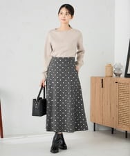 K2FAD69039 a.v.v(アー・ヴェ・ヴェ) 【洗える】ボートネック美ラクるパフスリーブニット マスタード