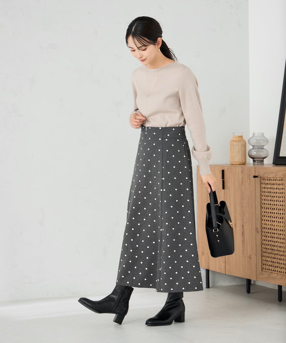 K2FAD69039 a.v.v(アー・ヴェ・ヴェ) 【洗える】ボートネック美ラクるパフスリーブニット マスタード