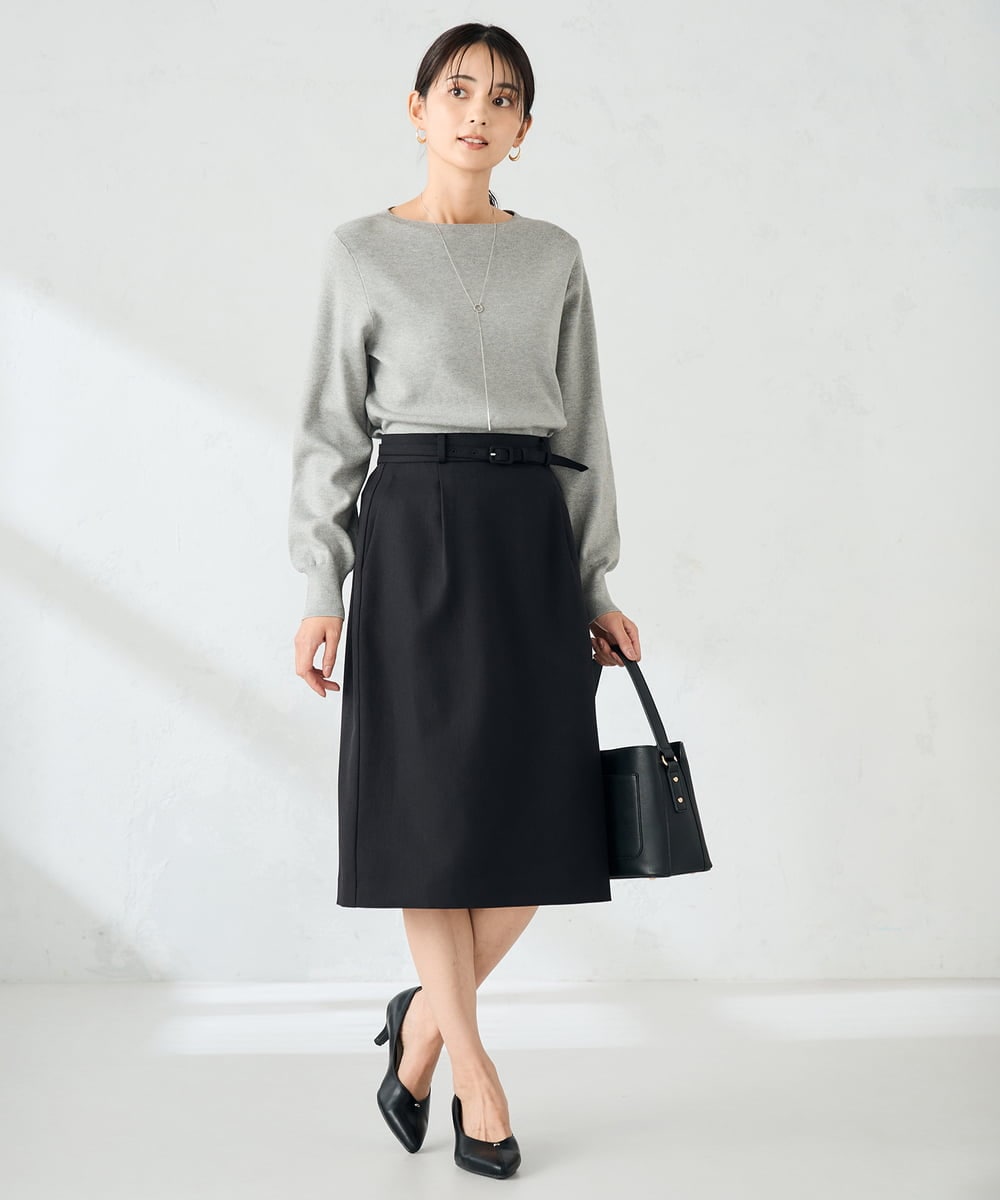 K2FAD69039 a.v.v(アー・ヴェ・ヴェ) 【洗える】ボートネック美ラクるパフスリーブニット マスタード