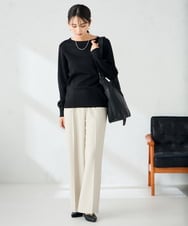 K2FAD69039 a.v.v(アー・ヴェ・ヴェ) 【洗える】ボートネック美ラクるパフスリーブニット マスタード