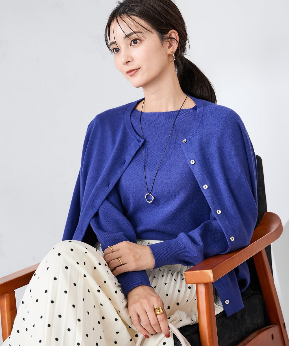 K2FAD69039 a.v.v(アー・ヴェ・ヴェ) 【洗える】ボートネック美ラクるパフスリーブニット マスタード