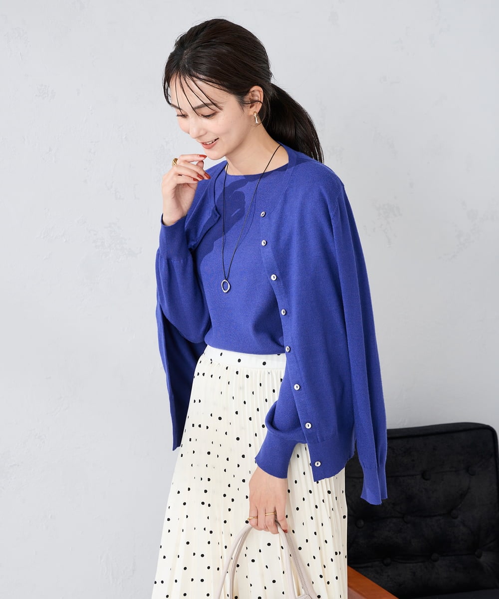 K2FAD69039 a.v.v(アー・ヴェ・ヴェ) 【洗える】ボートネック美ラクるパフスリーブニット マスタード