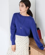 K2FAD69039 a.v.v(アー・ヴェ・ヴェ) 【洗える】ボートネック美ラクるパフスリーブニット ブルー