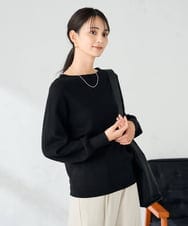 K2FAD69039 a.v.v(アー・ヴェ・ヴェ) 【洗える】ボートネック美ラクるパフスリーブニット ブラック