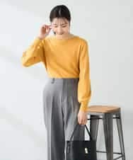 K2FAD69039 a.v.v(アー・ヴェ・ヴェ) 【洗える】ボートネック美ラクるパフスリーブニット マスタード