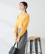 K2FAD69039 a.v.v(アー・ヴェ・ヴェ) 【洗える】ボートネック美ラクるパフスリーブニット マスタード