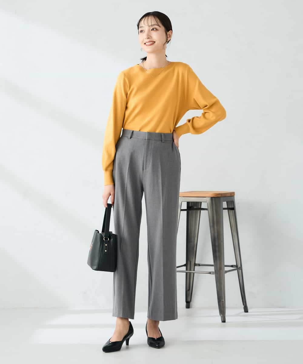 K2FAD69039 a.v.v(アー・ヴェ・ヴェ) 【洗える】ボートネック美ラクるパフスリーブニット マスタード