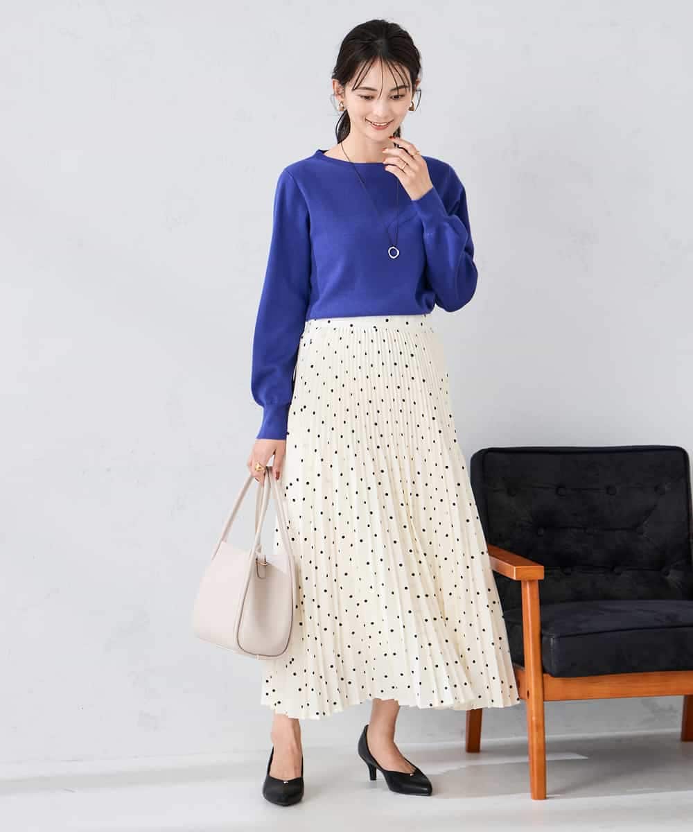 K2FAD69039 a.v.v(アー・ヴェ・ヴェ) 【洗える】ボートネック美ラクるパフスリーブニット マスタード