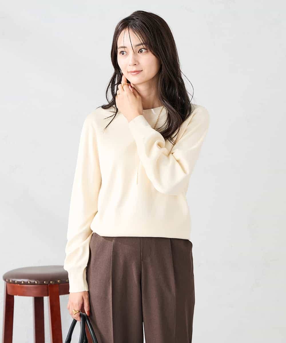 K2FAD69039 a.v.v(アー・ヴェ・ヴェ) 【洗える】ボートネック美ラクるパフスリーブニット マスタード