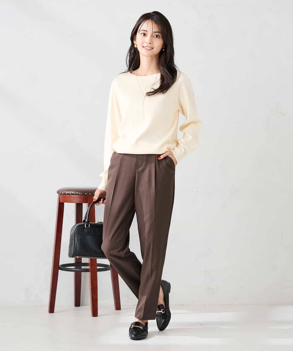 K2FAD69039 a.v.v(アー・ヴェ・ヴェ) 【洗える】ボートネック美ラクるパフスリーブニット マスタード