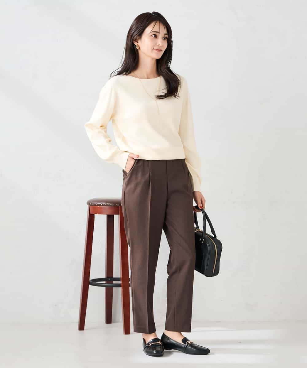 K2FAD69039 a.v.v(アー・ヴェ・ヴェ) 【洗える】ボートネック美ラクるパフスリーブニット マスタード