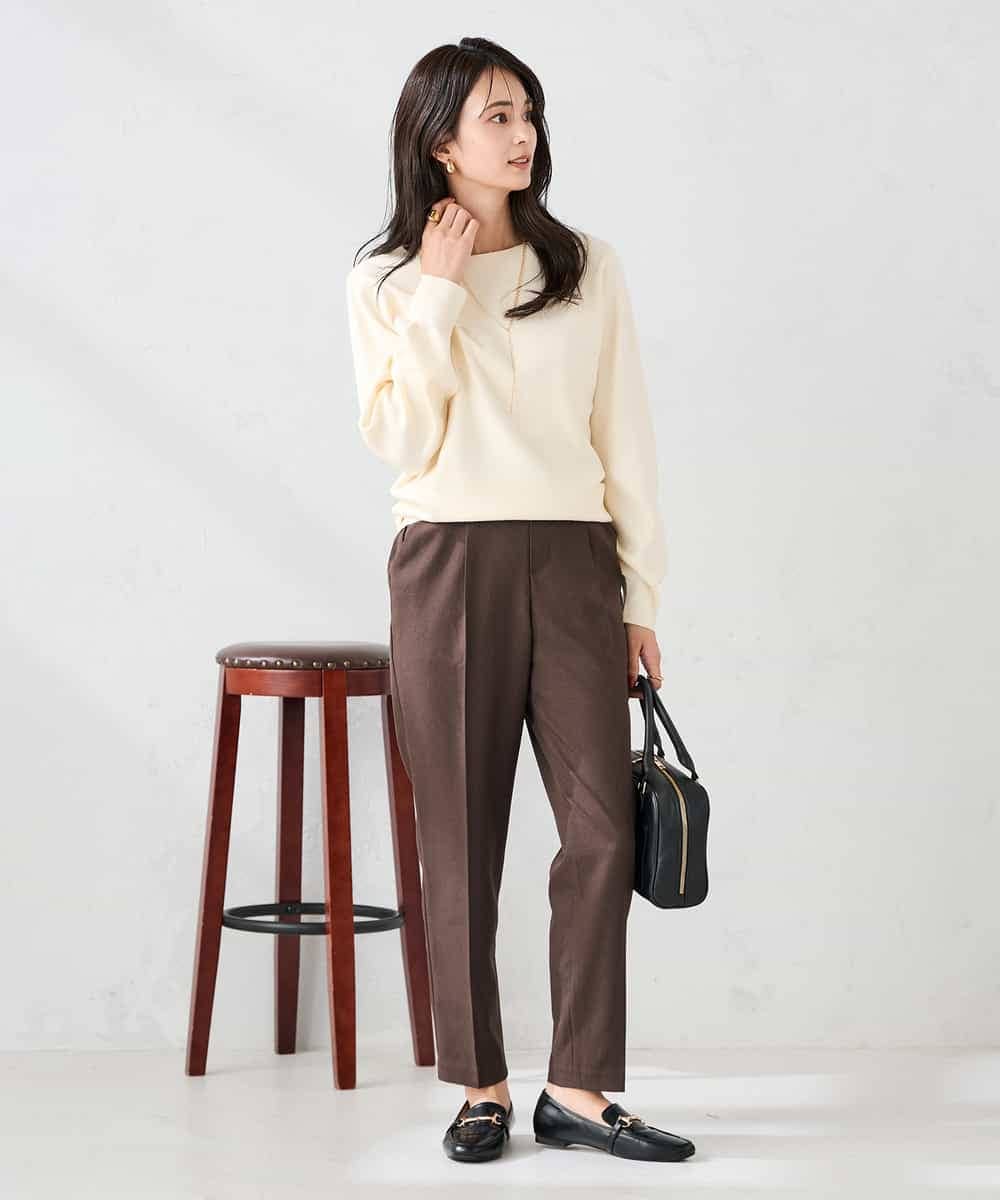 K2FAD69039 a.v.v(アー・ヴェ・ヴェ) 【洗える】ボートネック美ラクるパフスリーブニット マスタード