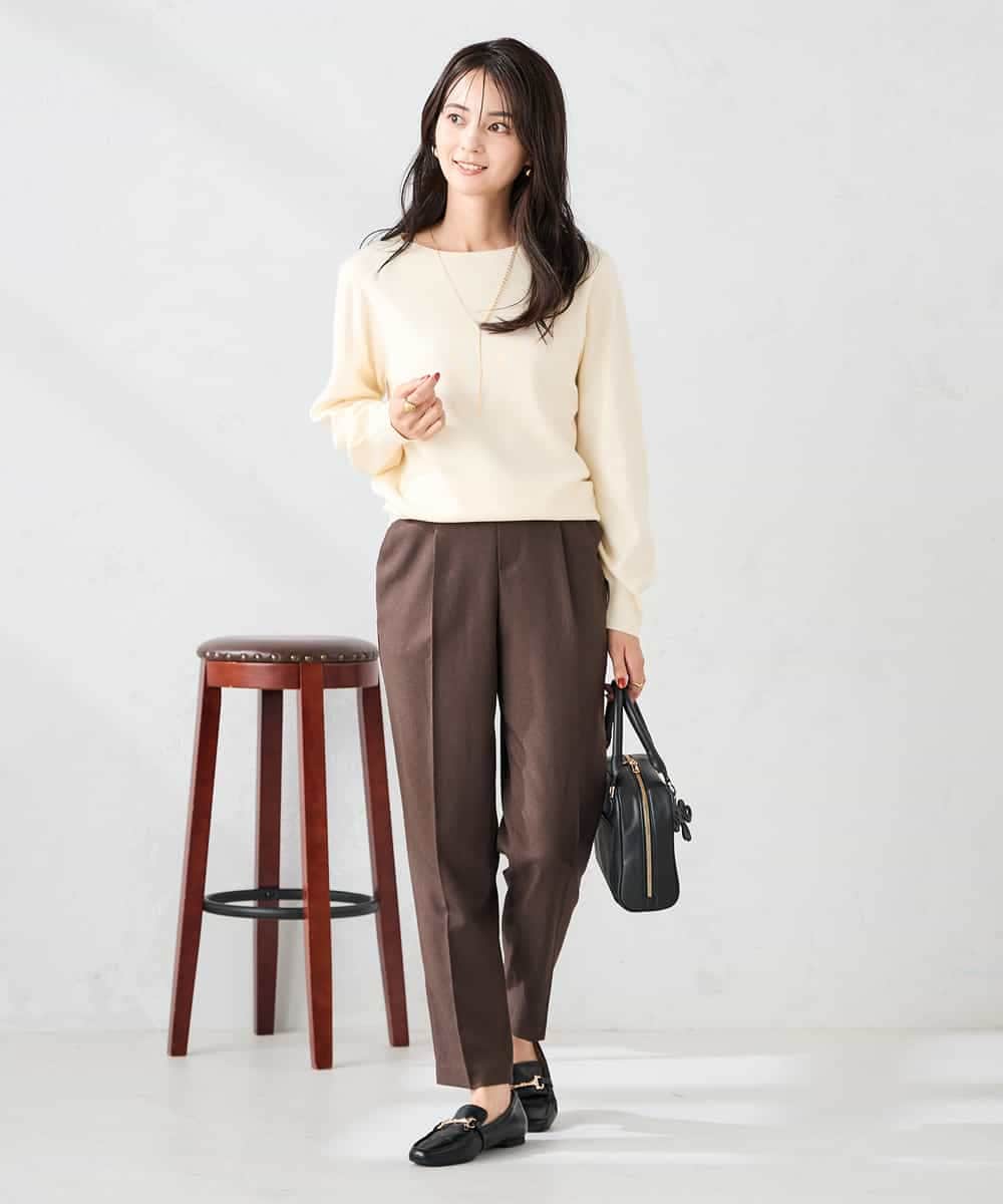 K2FAD69039 a.v.v(アー・ヴェ・ヴェ) 【洗える】ボートネック美ラクるパフスリーブニット マスタード