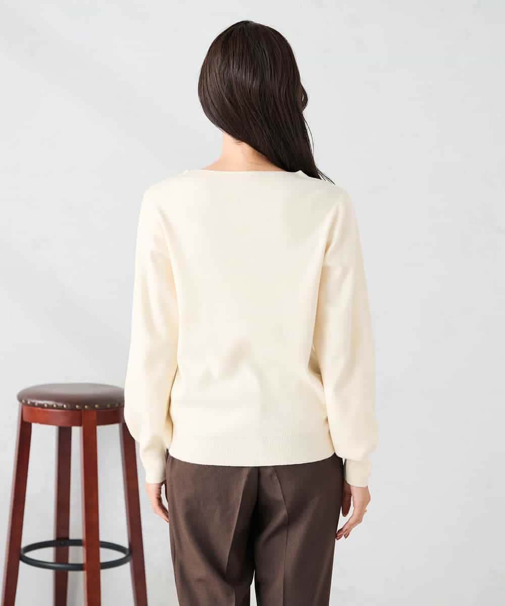 K2FAD69039 a.v.v(アー・ヴェ・ヴェ) 【洗える】ボートネック美ラクるパフスリーブニット マスタード