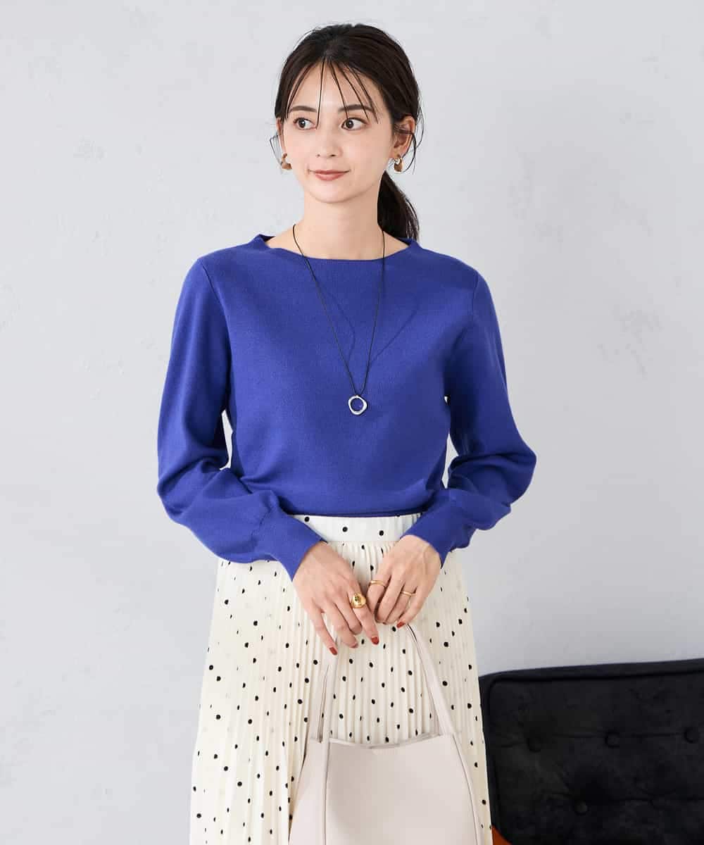 K2FAD69039 a.v.v 【洗える】ボートネック美ラクるパフスリーブニット