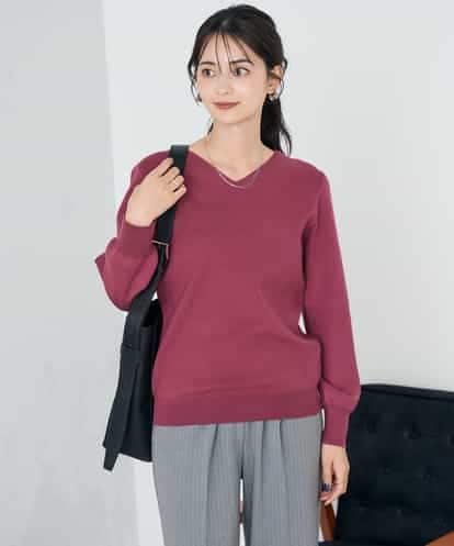 K2FAD79039 a.v.v 【洗える】Vネック美ラクるパフスリーブニット【WEB限定】
