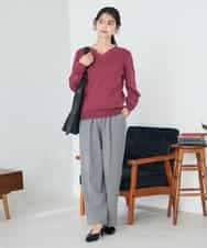 K2FAD79039 a.v.v(アー・ヴェ・ヴェ) 【洗える】Vネック美ラクるパフスリーブニット【WEB限定】 ピンク