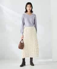 K2FAD79039 a.v.v(アー・ヴェ・ヴェ) 【洗える】Vネック美ラクるパフスリーブニット【WEB限定】 ピンク