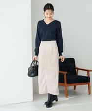 K2FAD79039 a.v.v(アー・ヴェ・ヴェ) 【洗える】Vネック美ラクるパフスリーブニット【WEB限定】 ピンク