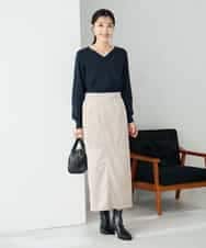 K2FAD79039 a.v.v(アー・ヴェ・ヴェ) 【洗える】Vネック美ラクるパフスリーブニット【WEB限定】 ピンク