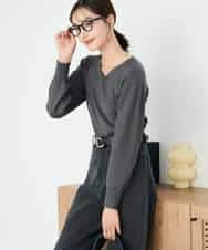 K2FAD79039 a.v.v(アー・ヴェ・ヴェ) 【洗える】Vネック美ラクるパフスリーブニット【WEB限定】 ピンク