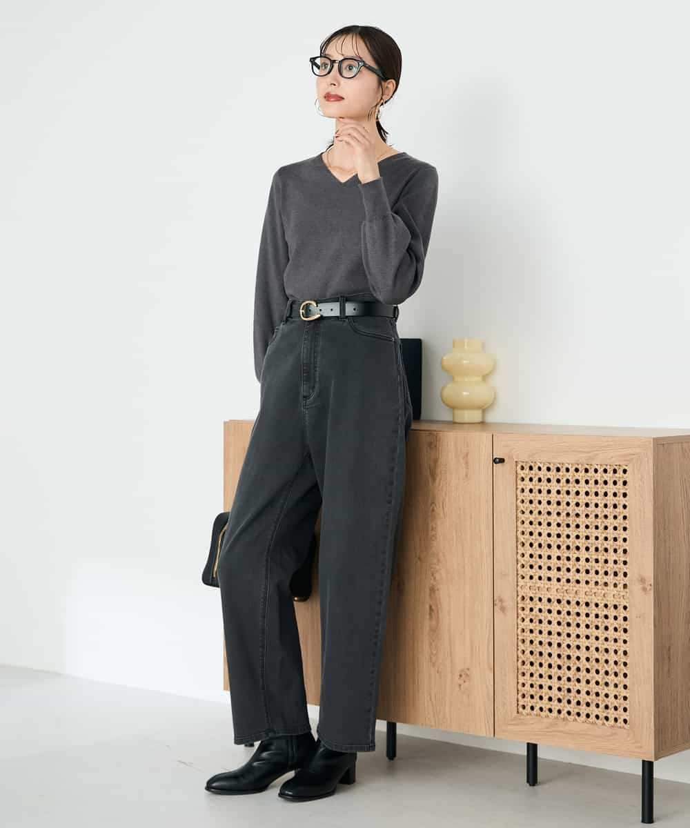 K2FAD79039 a.v.v(アー・ヴェ・ヴェ) 【洗える】Vネック美ラクるパフスリーブニット【WEB限定】 ピンク