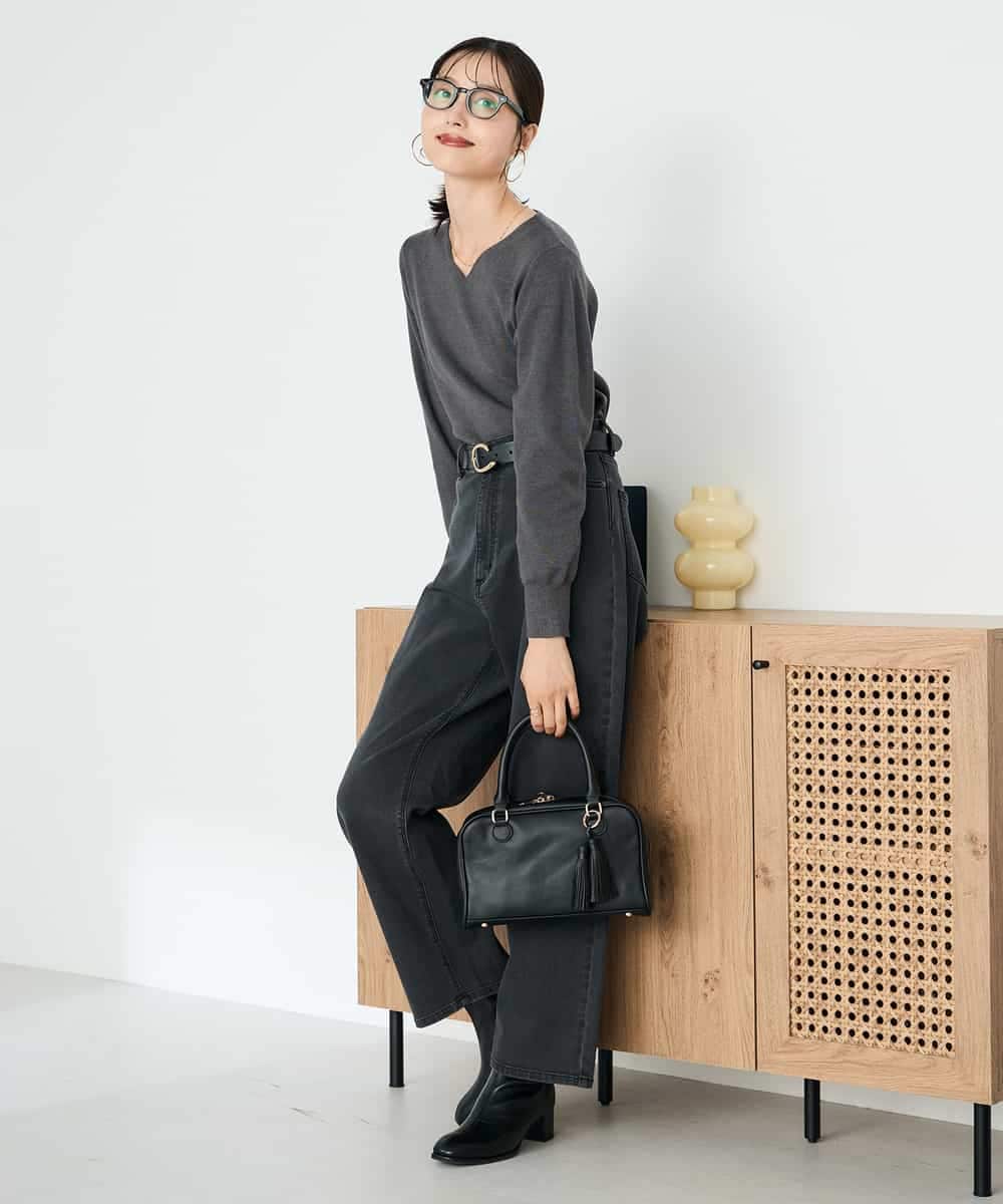 K2FAD79039 a.v.v(アー・ヴェ・ヴェ) 【洗える】Vネック美ラクるパフスリーブニット【WEB限定】 ピンク