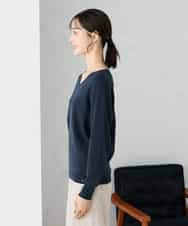 K2FAD79039 a.v.v(アー・ヴェ・ヴェ) 【洗える】Vネック美ラクるパフスリーブニット【WEB限定】 ピンク