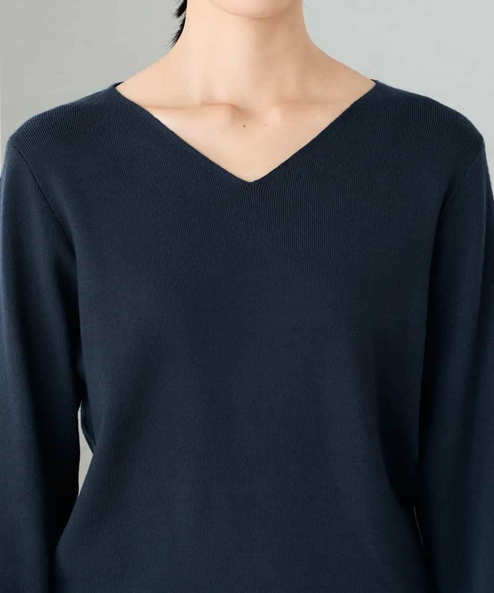 K2FAD79039 a.v.v(アー・ヴェ・ヴェ) 【洗える】Vネック美ラクるパフスリーブニット【WEB限定】 ピンク