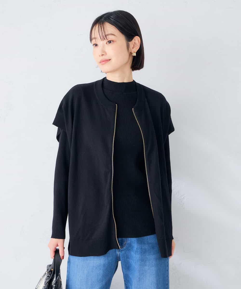 K2FAG30069 a.v.v(アー・ヴェ・ヴェ) 【2SET/洗える】ZIPベスト レイヤードセット グリーン