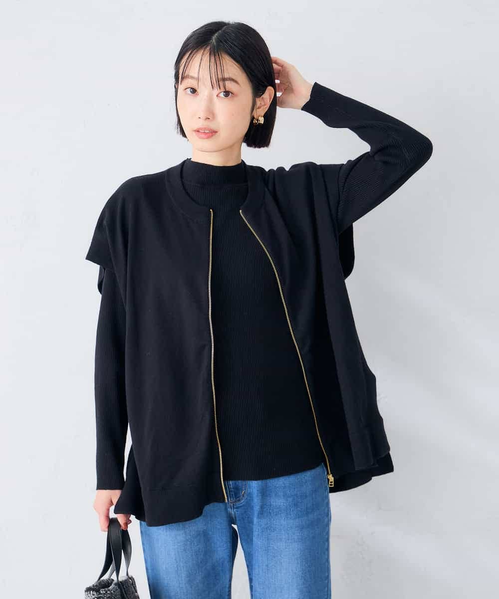 K2FAG30069 a.v.v(アー・ヴェ・ヴェ) 【2SET/洗える】ZIPベスト レイヤードセット グリーン