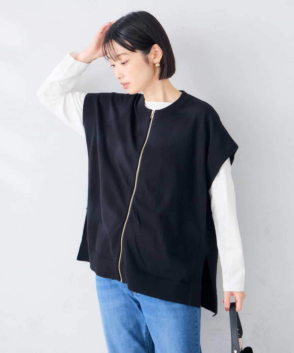 K2FAG30069 a.v.v(アー・ヴェ・ヴェ) 【2SET/洗える】ZIPベスト レイヤードセット グリーン