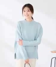 K2FAG46044 a.v.v(アー・ヴェ・ヴェ) 【洗える】サイドスリット ハイネック ニット ダークグレー