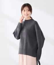 K2FAG46044 a.v.v(アー・ヴェ・ヴェ) 【洗える】サイドスリット ハイネック ニット ダークグレー