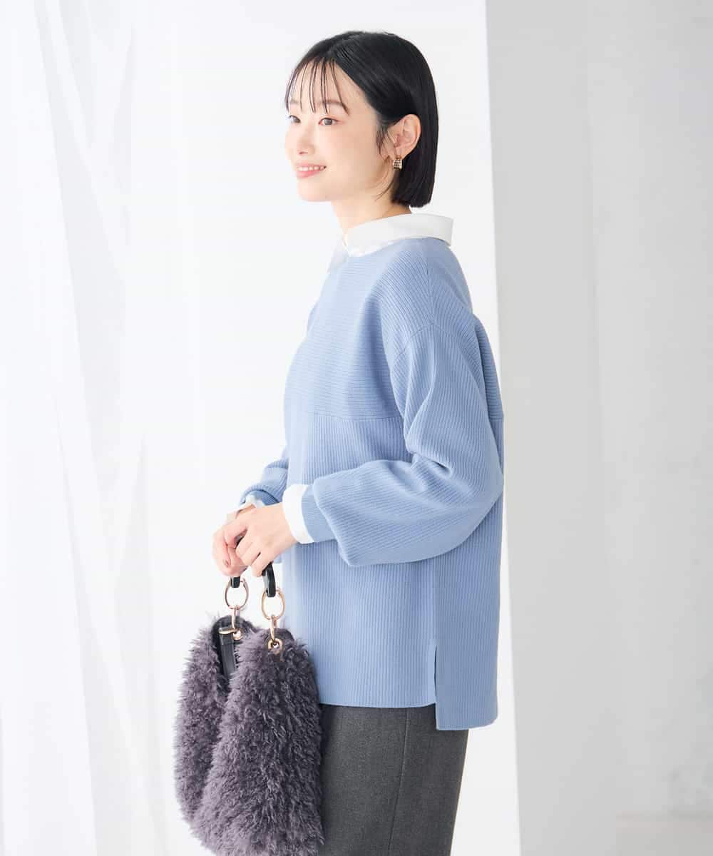 K2FAG50039 a.v.v(アー・ヴェ・ヴェ) 【洗える】切替 ボートネック チュニック ニット レッド