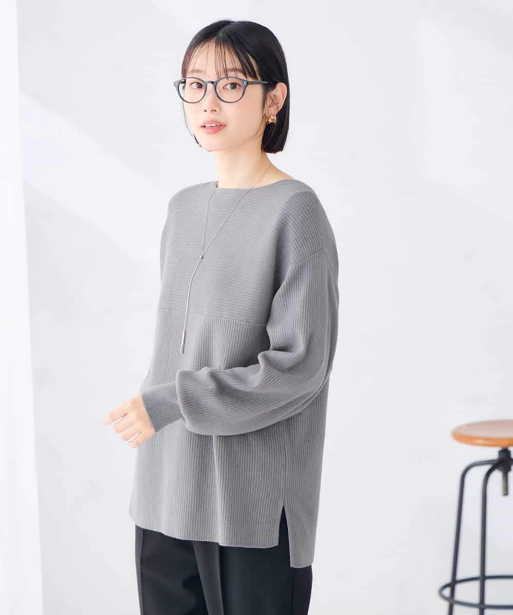 K2FAG50039 a.v.v(アー・ヴェ・ヴェ) 【洗える】切替 ボートネック チュニック ニット レッド